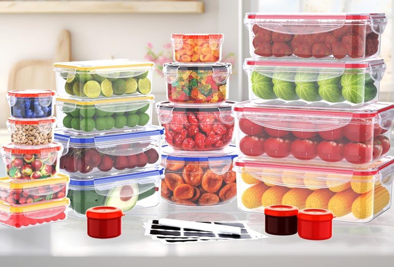 40 Pcs Food Storage Containers with Lids Airtight- Plastic Meal Prep Container for Pantry Kitchen Organization, Microwave, Dishwasher, Freezer Safe -100% Leak Proof (20 Stackable Boxes-20 Lids) - Image 3