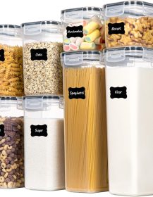 CHEFSTORY Airtight Food Storage Containers with Lids, 8 PCS Plastic Storage Canisters for Kitchen & Pantry Organization,Dry Food Canisters for Flour, Sugar and Cereal
