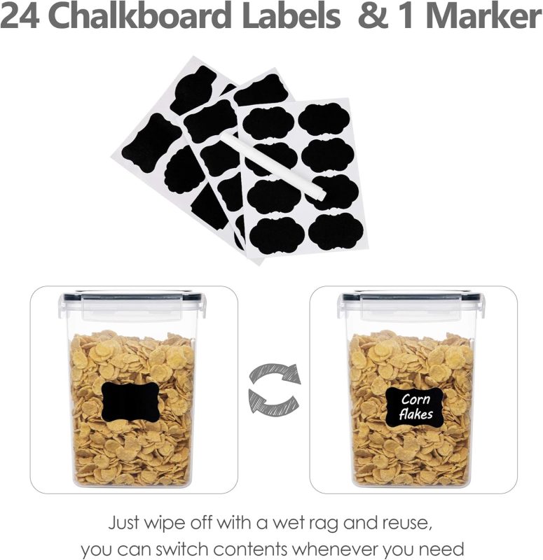 CHEFSTORY Airtight Food Storage Containers with Lids, 8 PCS Plastic Storage Canisters for Kitchen & Pantry Organization,Dry Food Canisters for Flour, Sugar and Cereal - Image 7