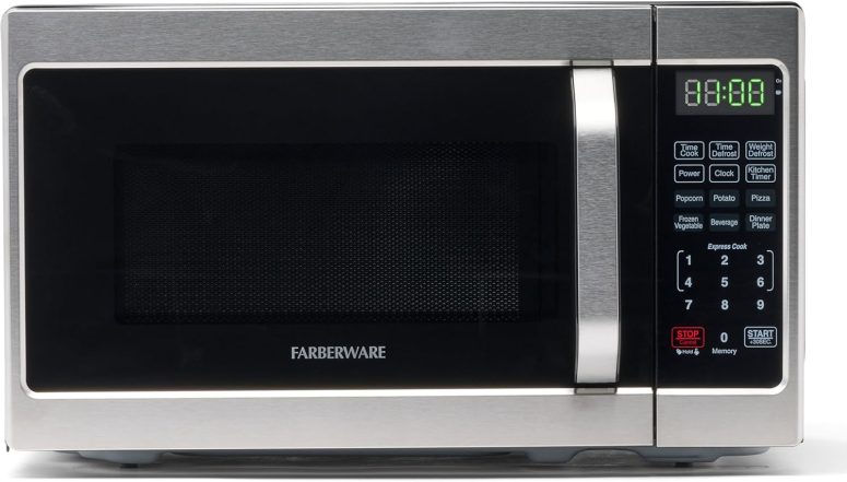 Farberware Countertop Microwave 700 Watts, 0.7 Cu. Ft. - Microwave Oven With LED Lighting and Child Lock - Perfect for Apartments and Dorms - Easy Clean Stainless Steel