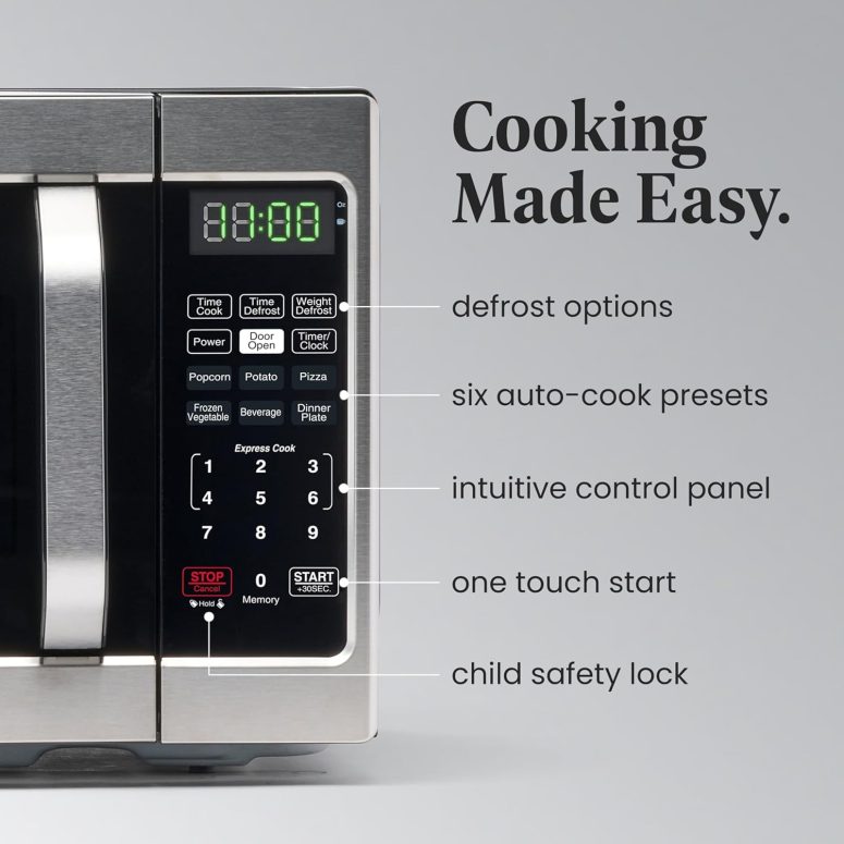 Farberware Countertop Microwave 700 Watts, 0.7 Cu. Ft. - Microwave Oven With LED Lighting and Child Lock - Perfect for Apartments and Dorms - Easy Clean Stainless Steel - Image 3