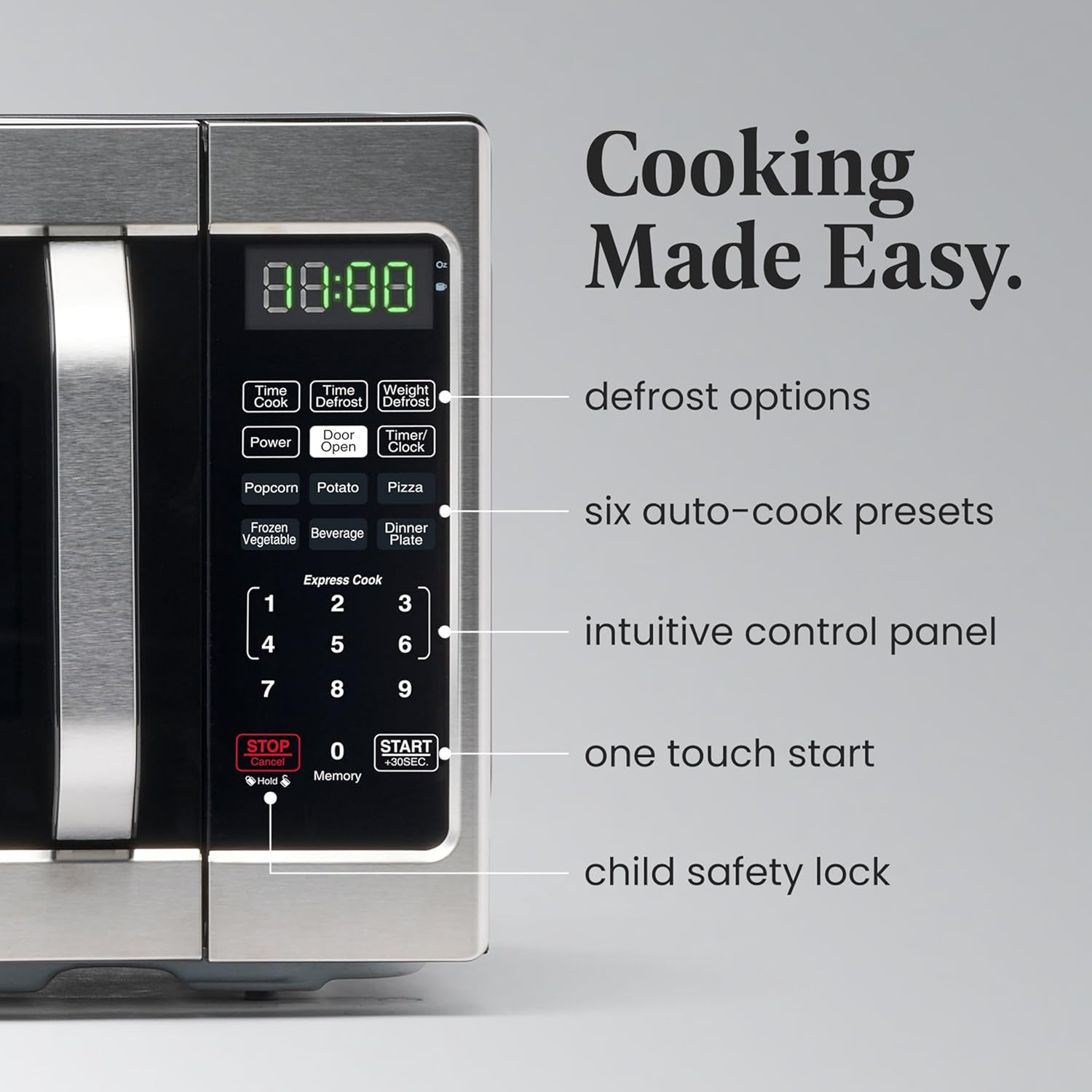 Farberware Countertop Microwave 700 Watts, 0.7 Cu. Ft. - Microwave Oven With LED Lighting and Child Lock - Perfect for Apartments and Dorms - Easy Clean Stainless Steel - Image 3