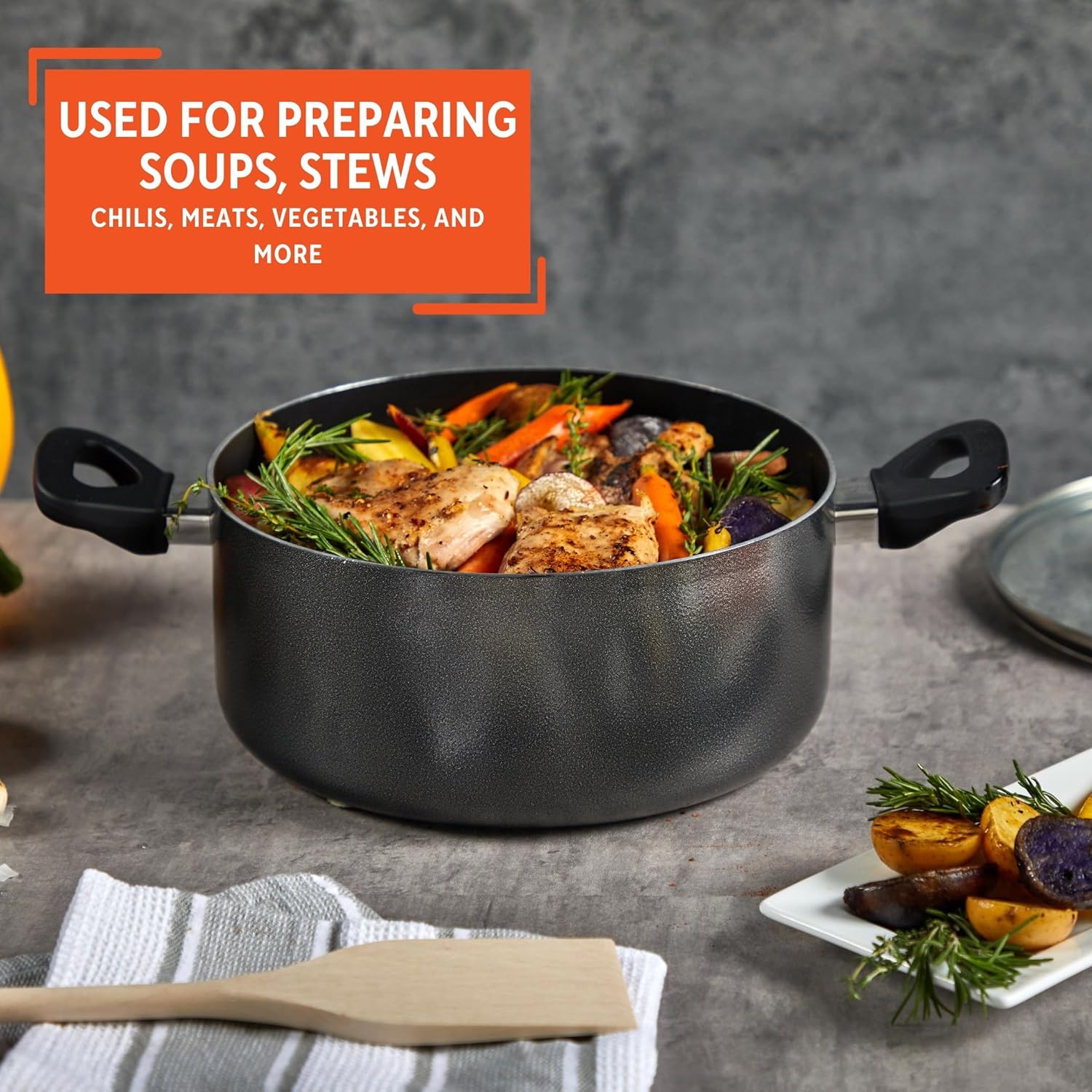 IMUSA USA IMU-91635 Nonstick Stock Pot with Glass Lid 4.8-Quart, Charcoal - Image 6