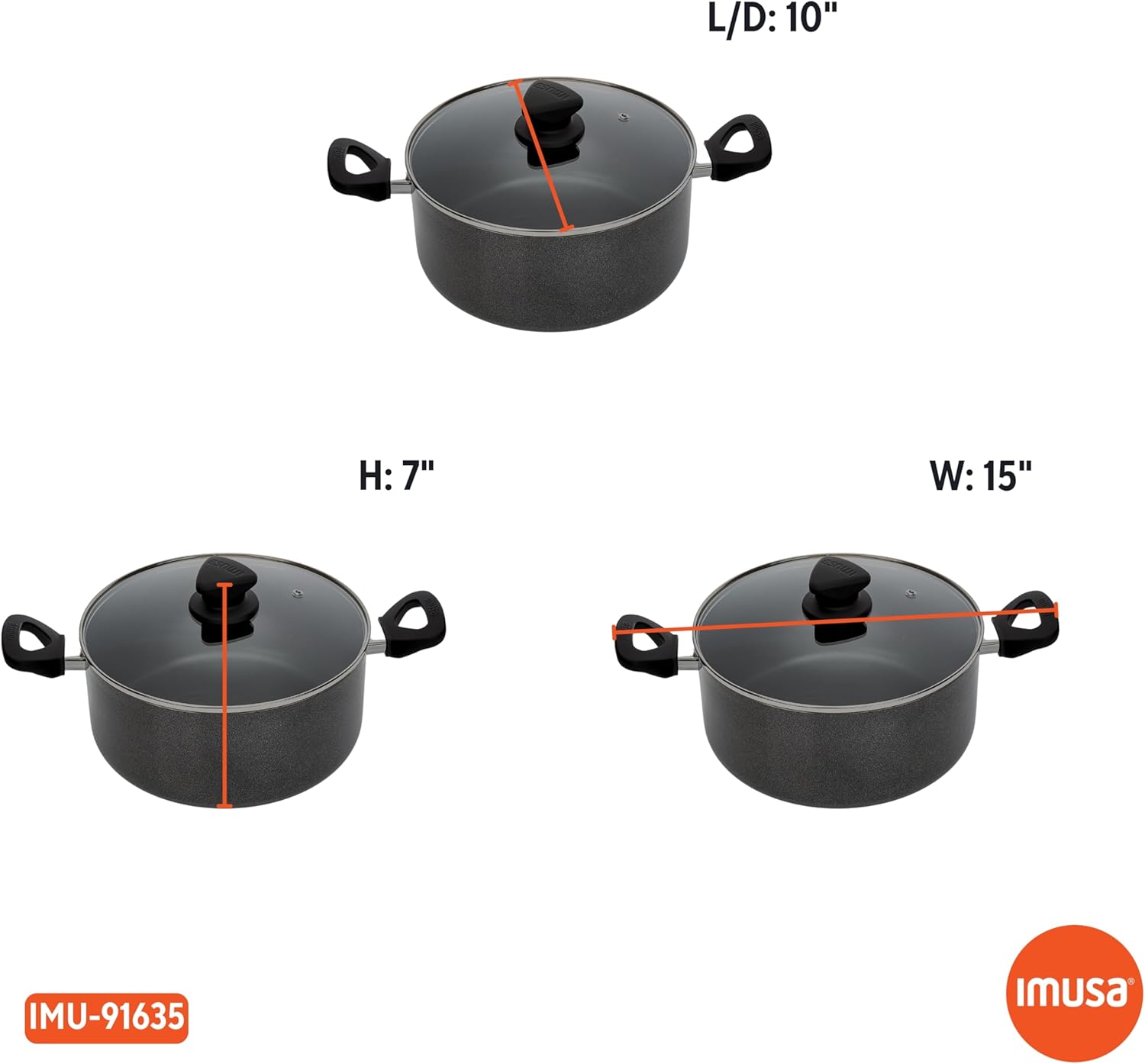 IMUSA USA IMU-91635 Nonstick Stock Pot with Glass Lid 4.8-Quart, Charcoal - Image 8