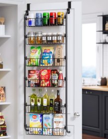 Over the Door Heavy-Duty Metal Organizer, 6-Tier Door Storage for Pantry, Easy Install, D4.65xW18xH50inch, Black