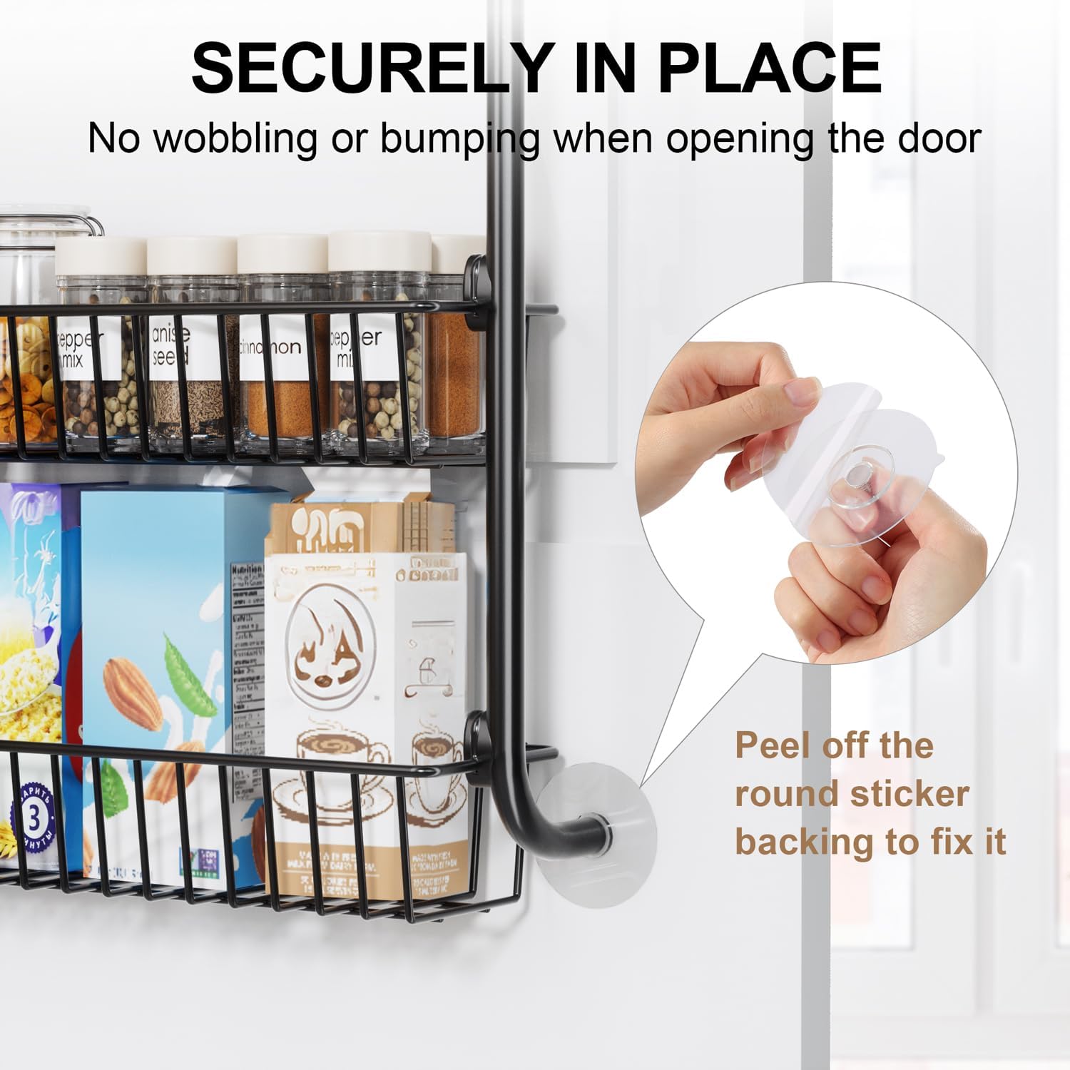 Over the Door Heavy-Duty Metal Organizer, 6-Tier Door Storage for Pantry, Easy Install, D4.65xW18xH50inch, Black - Image 4