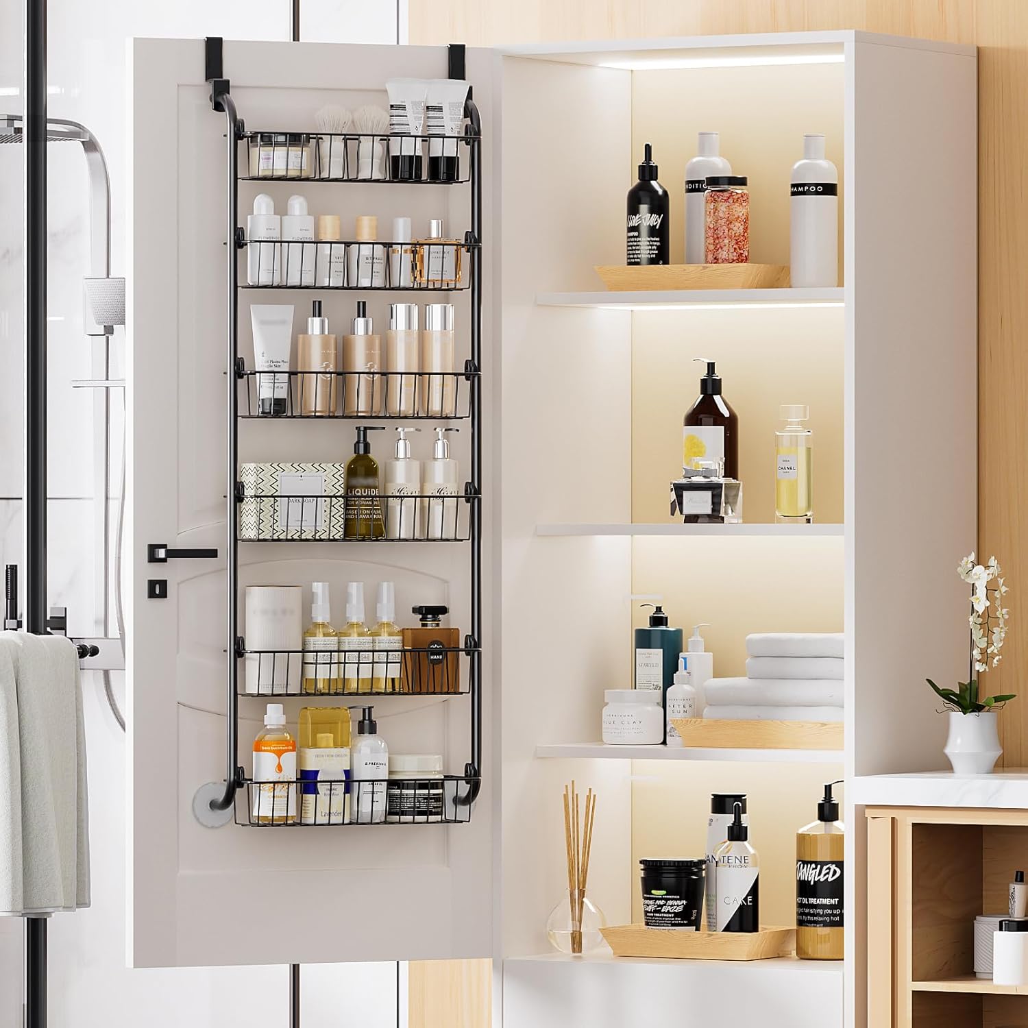 Over the Door Heavy-Duty Metal Organizer, 6-Tier Door Storage for Pantry, Easy Install, D4.65xW18xH50inch, Black - Image 6