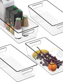 Simple Houseware 4 Pcs Pantry Clear Bin Storage Organizer, 14" x 7" x 3.75"