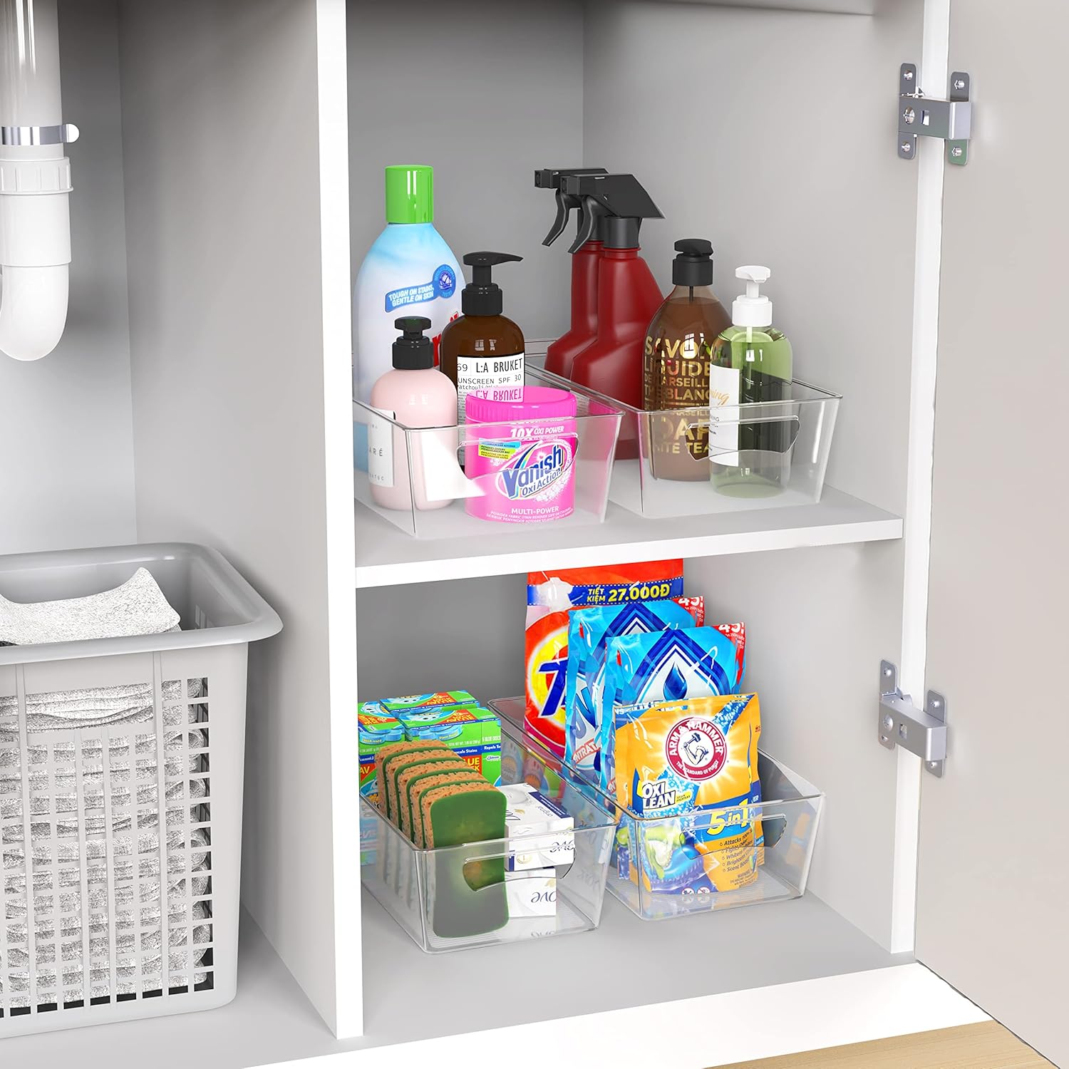 Simple Houseware 4 Pcs Pantry Clear Bin Storage Organizer, 14" x 7" x 3.75" - Image 5